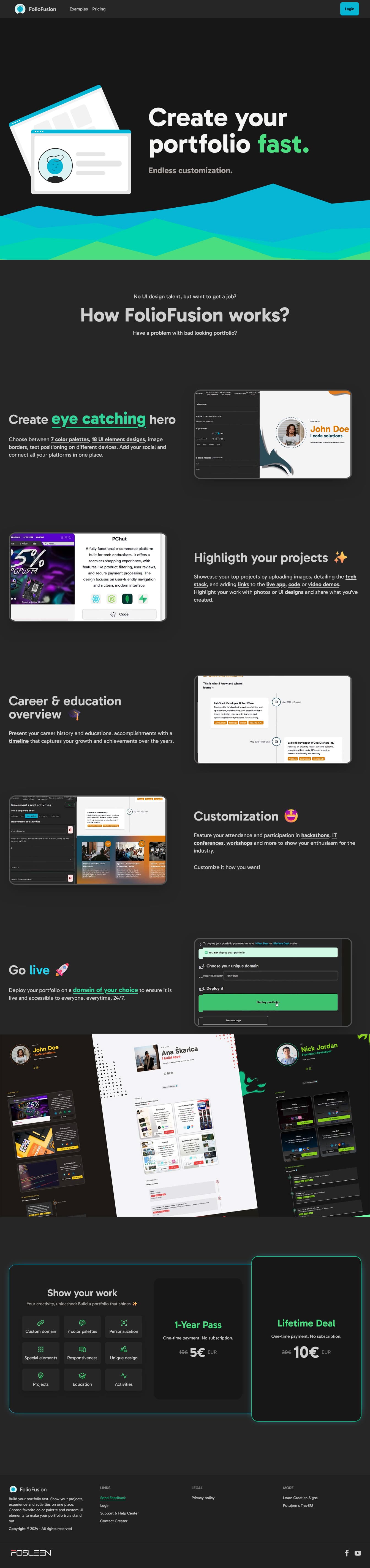 Create your 100% custom portfolio.